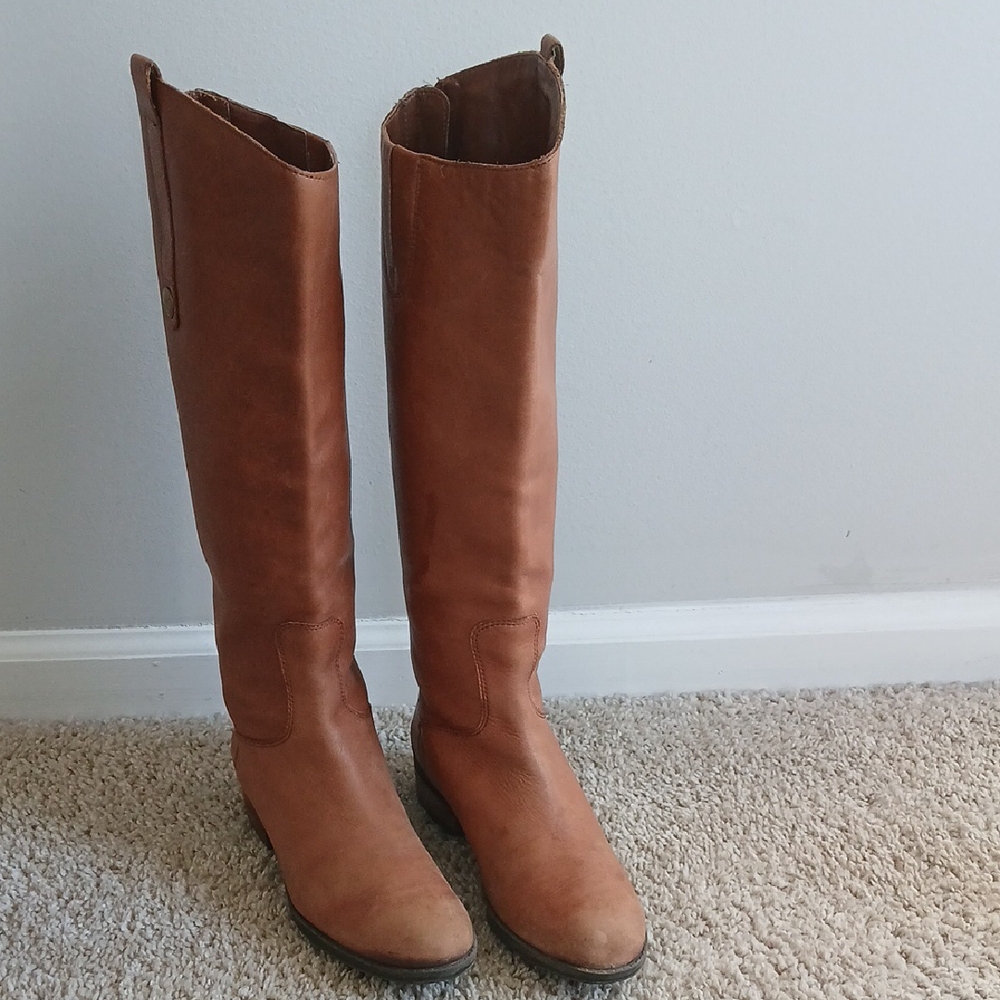 Sam Edelman Brown Leather Penny Riding Boots Sz 7